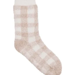 Impuls Fashion Huissokken wit beige ruit one size - 1 paar