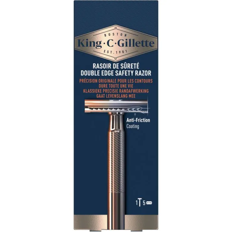 Heren King C Gillette King C. Gillette Double Edge Safety Scheersysteem Met 5 Navulmesjes