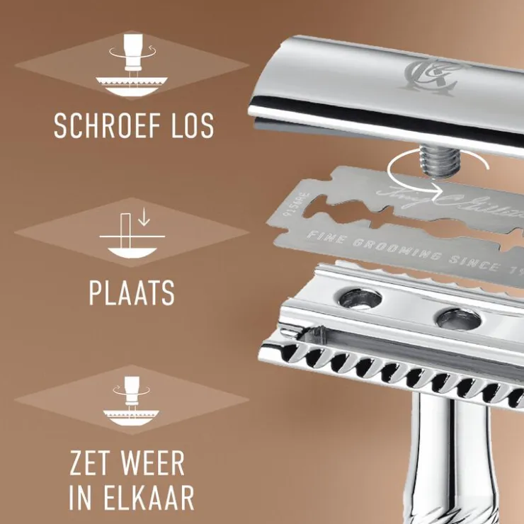 Heren King C Gillette King C. Gillette Double Edge Safety Scheersysteem Met 5 Navulmesjes