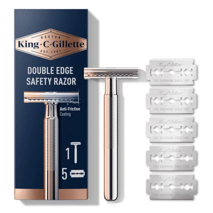 Heren King C Gillette King C. Gillette Double Edge Safety Scheersysteem Met 5 Navulmesjes