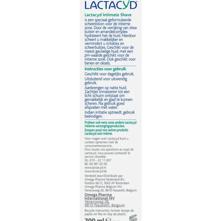 Heren Lactacyd Intimate Shave Scheerlotion voor de Intieme Zone 200 ML