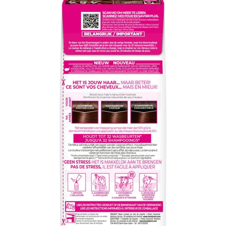 L'Oréal Paris Casting Crème Gloss Haarverf 454 Brownie Mahonie Koperbruin