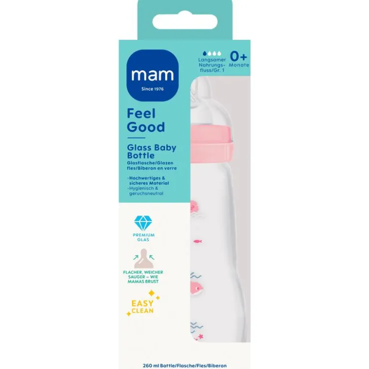 MAM Feel Good Glass Bottle Babyfles 260 ML