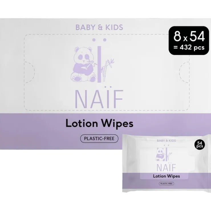 Naïf Plasticvrije Lotion Billendoekjes 8x54 stuks