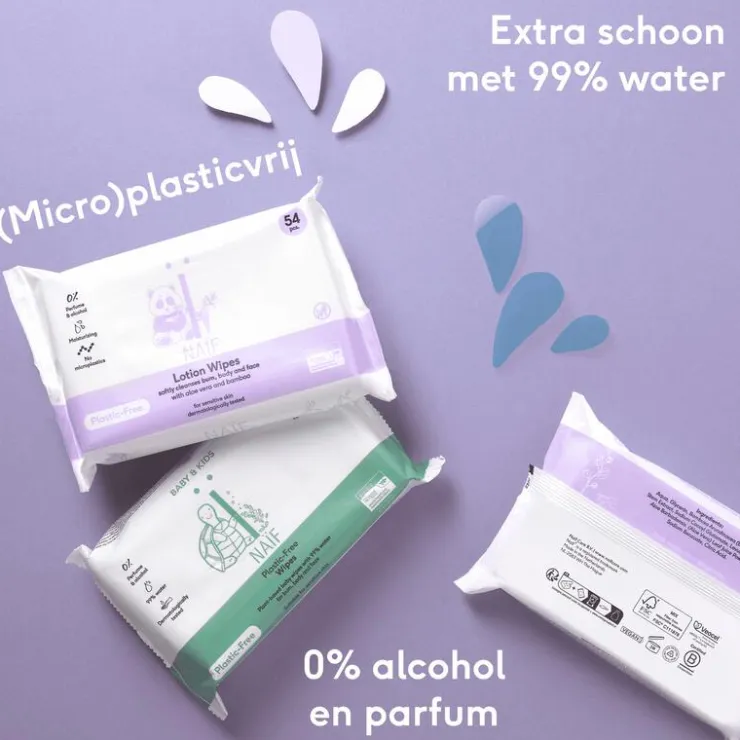 Naïf Naif plasticvrije waterdoekjes single pack 1x40