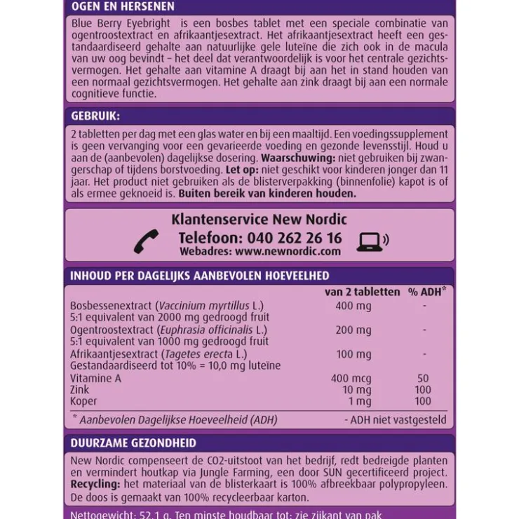 New Nordic Blue Berry Eyebright Tabletten