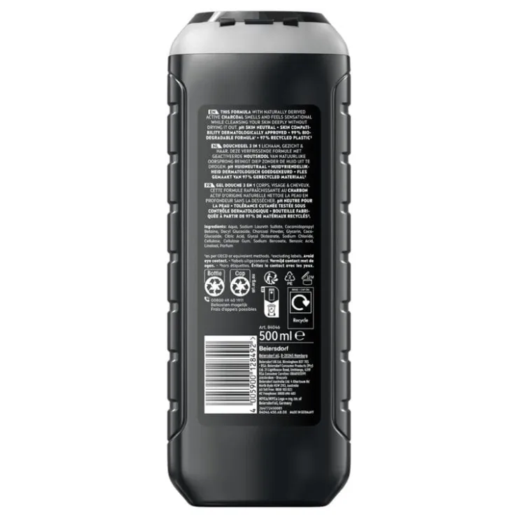 Heren NIVEA MEN Active Clean 3-in-1 Douchegel 500 ML