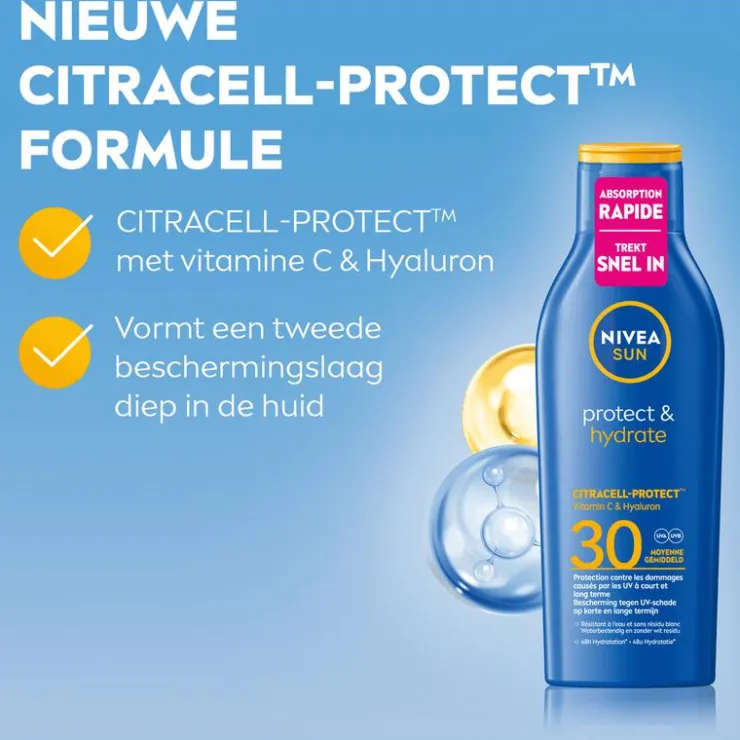 NIVEA SUN Zonnebrand Protect & Hydrate Zonnemelk SPF30 200 ML