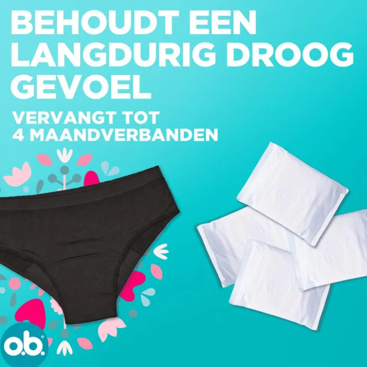 OB o.b.® Herbruikbaar Menstruatie Ondergoed Zwart M/L