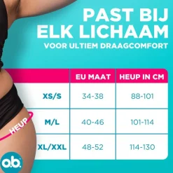 OB o.b.® Herbruikbaar Menstruatie Ondergoed Zwart M/L