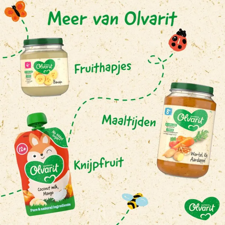 Olvarit Knijpfruit Abrikoos Banaan Granen
