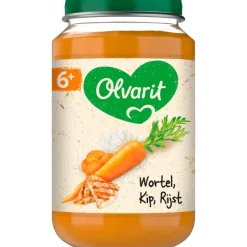 Olvarit Wortel Kip Rijst Babyhapje 6+ maanden 200 GR
