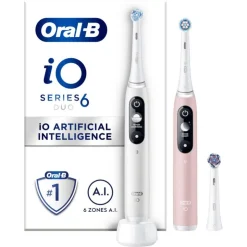 Oral-B iO 6 Wit & Roze 2 Elektrische Tandenborstels By Braun