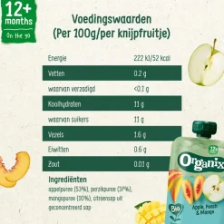 Organix Bio Knijpfruit Appel, Perzik, Mango