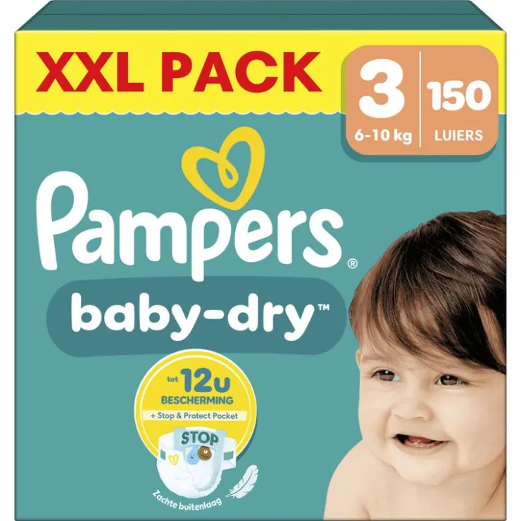 Pampers Baby Dry XXL Pack Luiers Maat 3 6-10 KG 150 Stuks