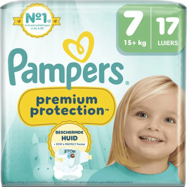 Pampers Premium Protection Luiers Maat 7 15+ KG 17 Stuks