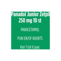 Panadol Junior Zetpillen 250 mg Paracetamol voor kinderen van 1 tot 6 jaar 10 stuks