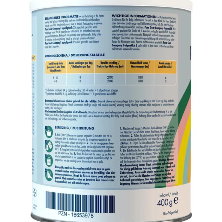 Pure Goat Bio Opvolgmelk 2 400 gr