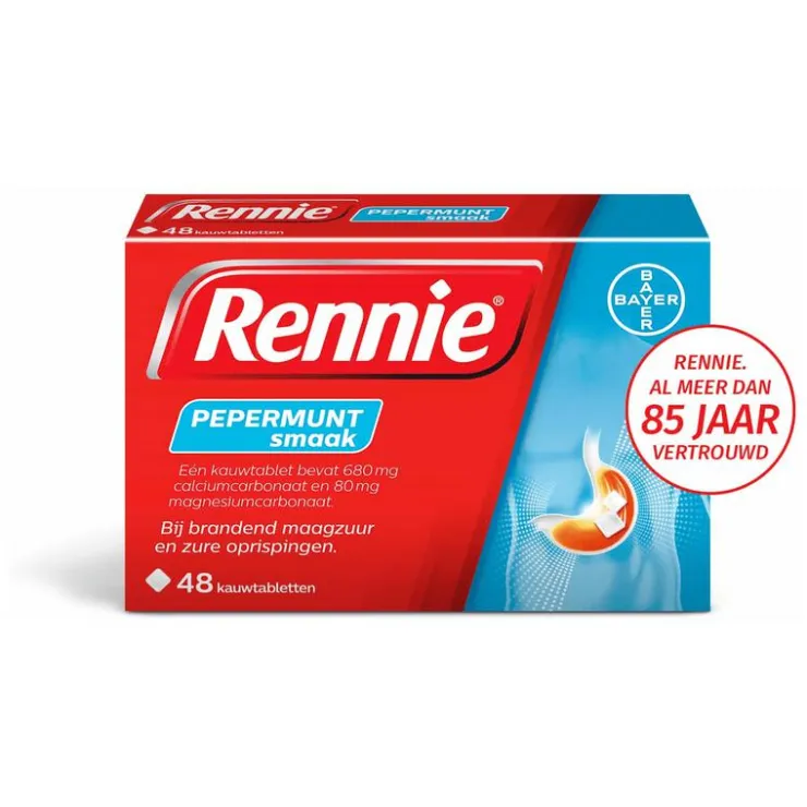 Rennie Pepermunt Kauwtabletten Bij Brandend Maagzuur 48 stuks