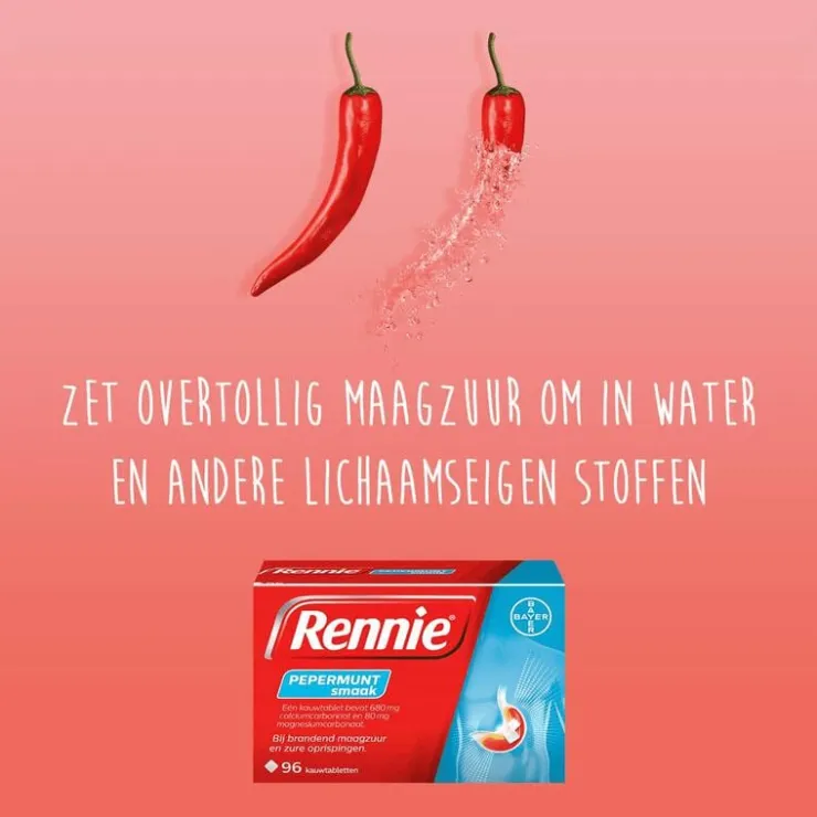 Rennie Pepermunt Kauwtabletten Bij Brandend Maagzuur 96 stuks