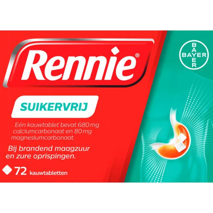 Rennie Suikervrij Kauwtabletten Bij Brandend Maagzuur 72 Stuks