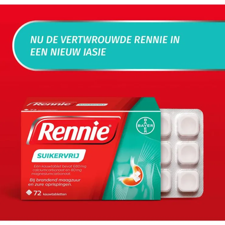 Rennie Suikervrij Kauwtabletten Bij Brandend Maagzuur 72 Stuks