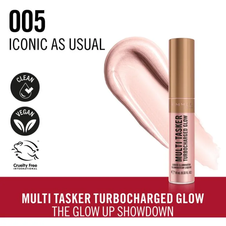 Rimmel London Multi Tasker Turbocharged Glow Liquid Illuminator Highlighter - Roze -
