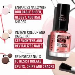 Rimmel London Wonder'Bond Care+Color Nagellak - Roze -