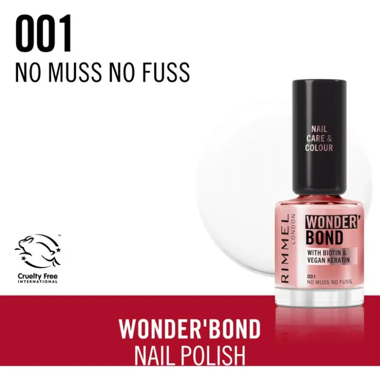 Rimmel London Wonder'Bond Care+Color Nagellak - Roze -