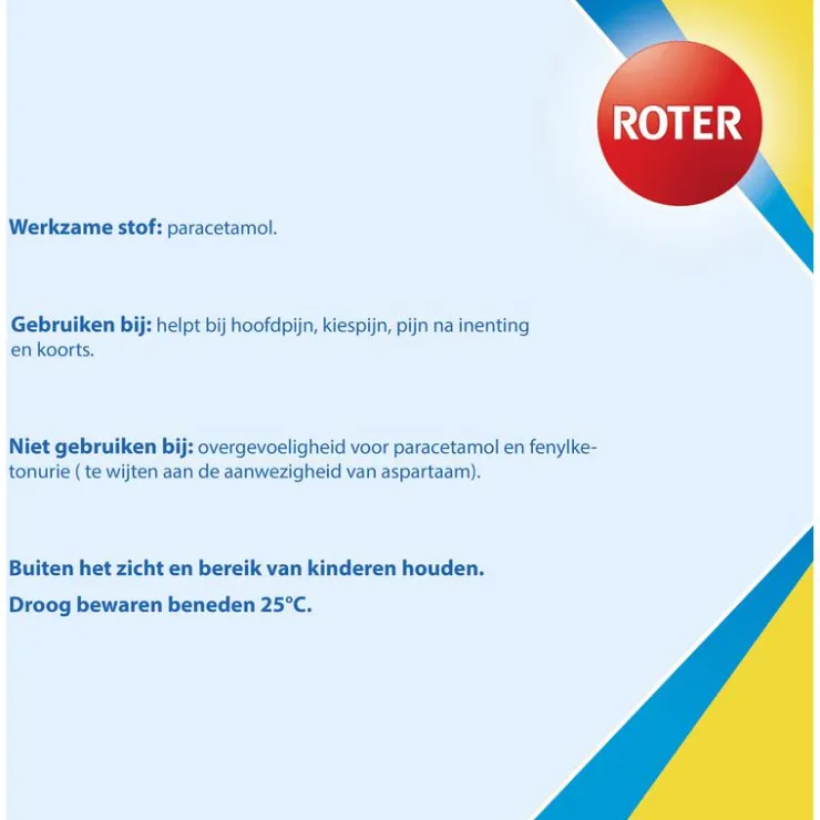 Roter Paracetamol smelttablet 250 mg Junior 20 tabletten