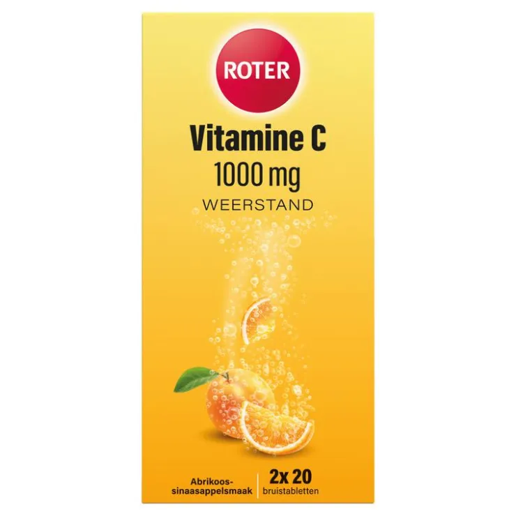 Roter Vitamine C Bruis 1000 mg Abrikoos-Sinaasappel 40 bruistabletten