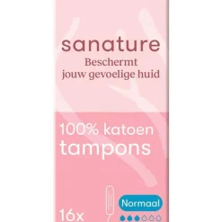 Sanature 100% Katoenen Tampons Normaal 16 stuks