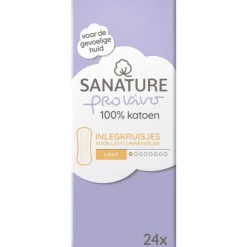 Sanature Pro Vivo 100% Katoenen Incontinentie Inlegkruisjes Light 24 stuks
