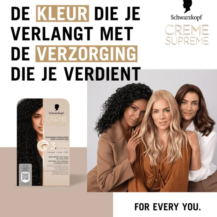 Schwarzkopf Creme Supreme Haarkleuring 1-0 Natuurlijk Zwart