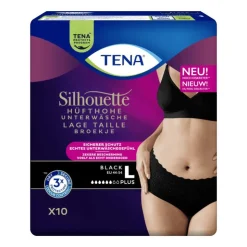 Tena Silhouette Plus Low Waist Wegwerp Broekjes Zwart L 10 stuks