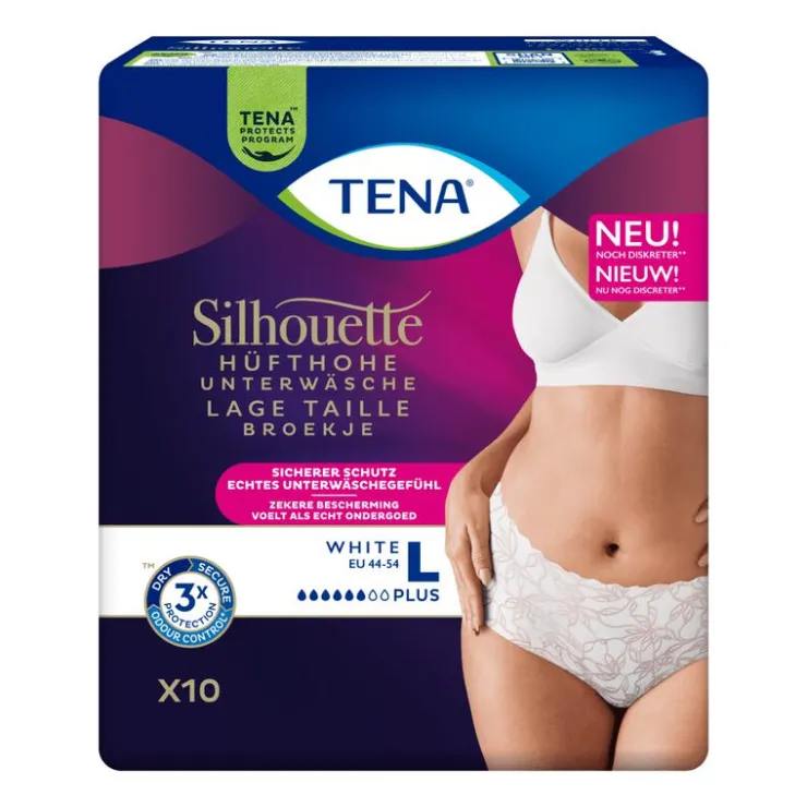 Tena Silhouette Plus Wegwerp Broekjes Wit Low Waist L 10 stuks