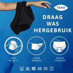 Tena WASBAAR ONDERGOED ZWART XL