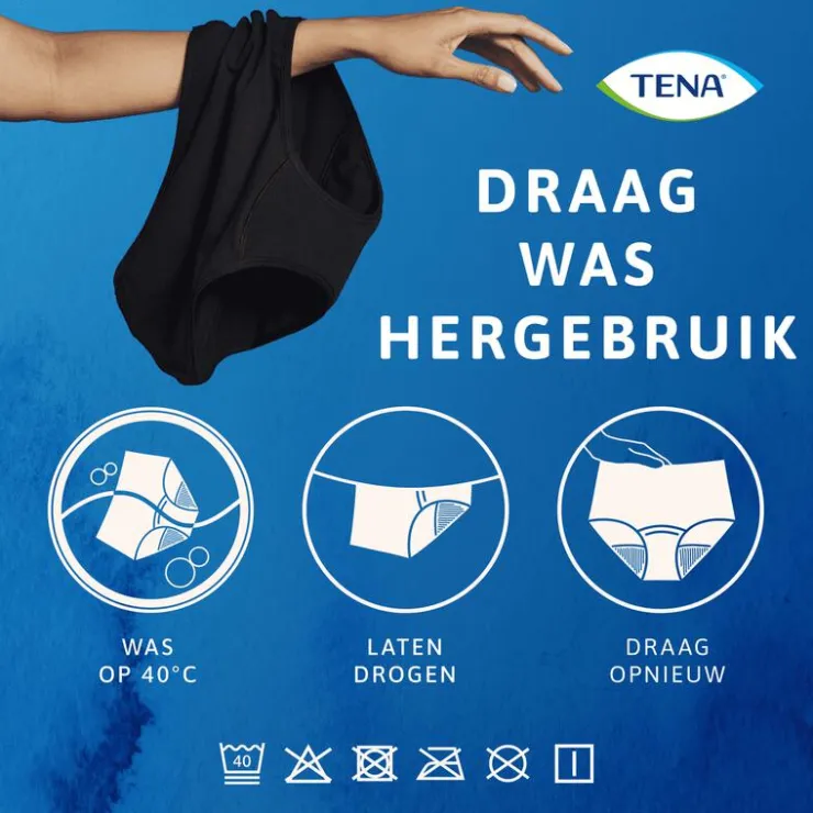 Tena WASBAAR ONDERGOED ZWART XL