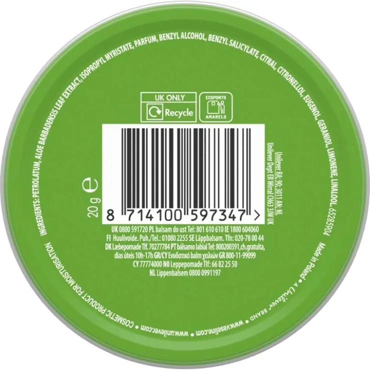 Vaseline Aloë Vera Petroleum Jelly Lippenbalsem