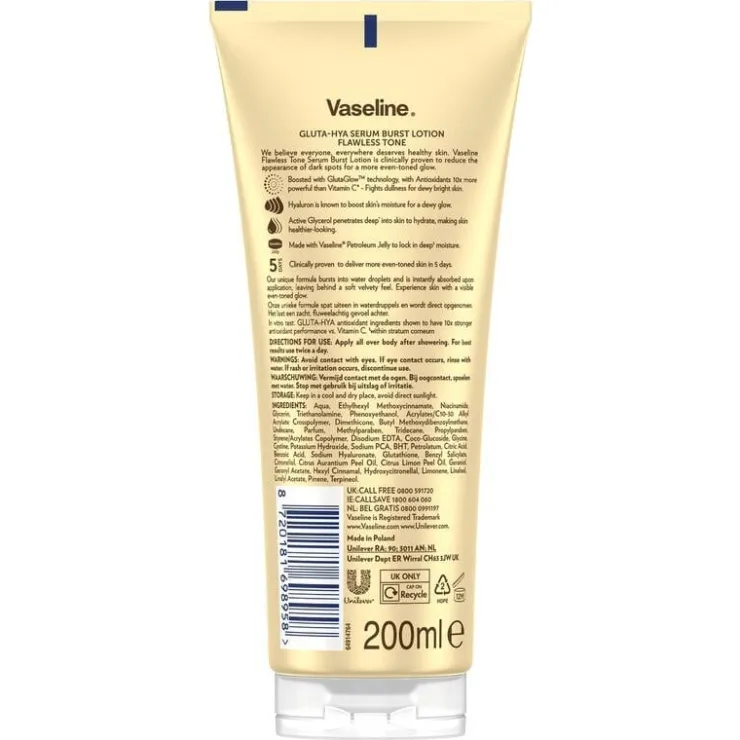 Vaseline Gluta-Hya Lotion Flawless Tone 200 ML
