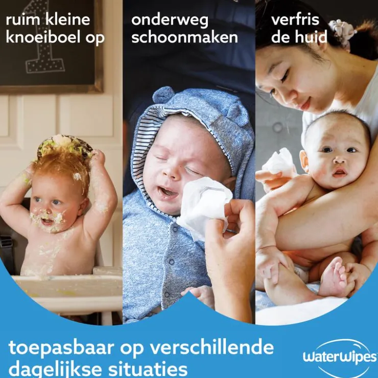 Waterwipes Billendoekjes Plasticvrij Gevoelige Huid Voordeeldoos 12x60 stuks