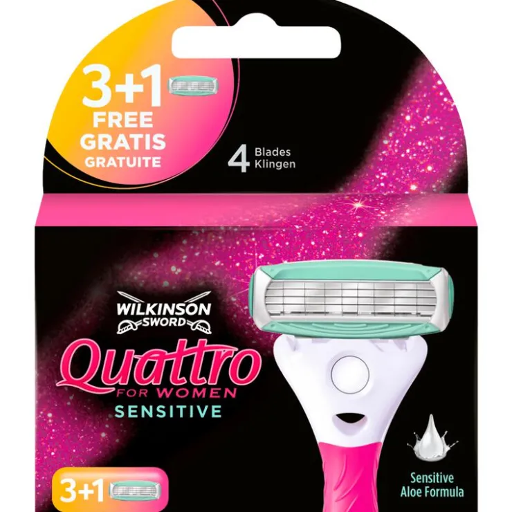 Heren Wilkinson Sword Quattro for Women Sensitive Navulmesjes 3+1 gratis