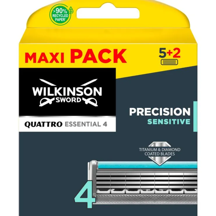 Heren Wilkinson Sword Quattro Titanium Sensitive Scheermesjes 5+2 gratis