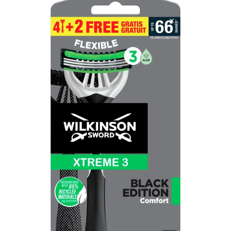 Heren Wilkinson Sword Xtreme3 Black Edition Wegwerpmesjes 4+2 gratis