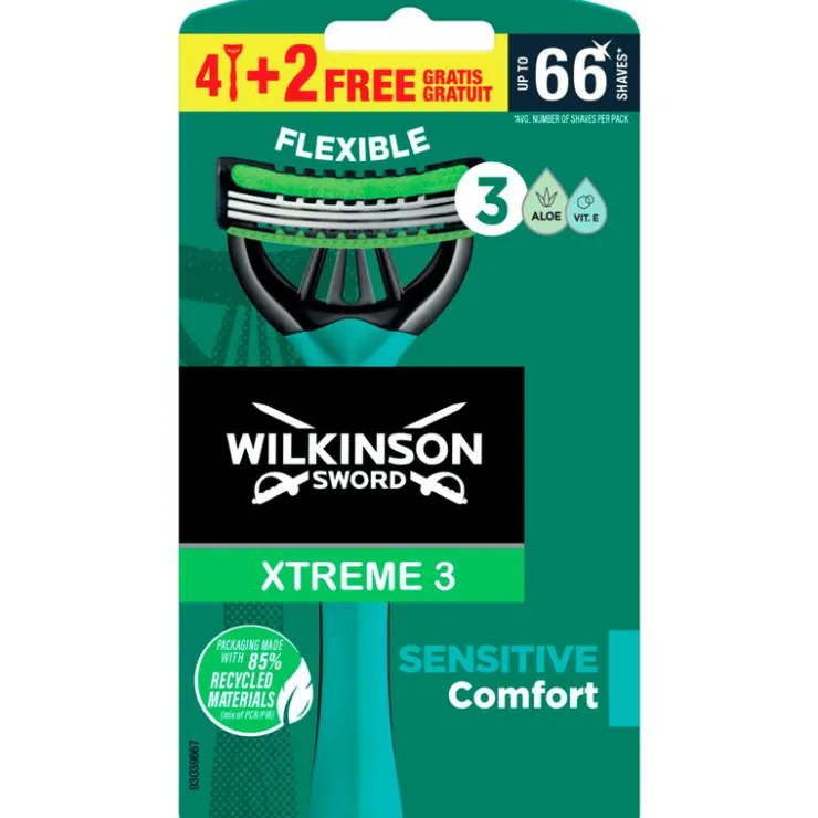 Heren Wilkinson Sword Xtreme3 Sensitive Wegwerpmesjes 4+2 gratis