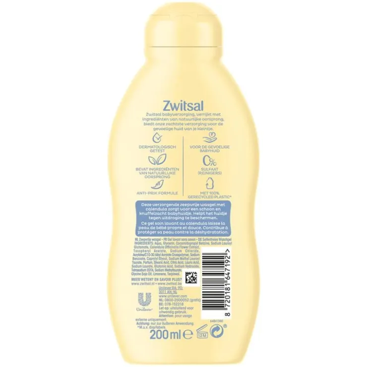 Zwitsal Zeepvrije Wasgel 200 ML